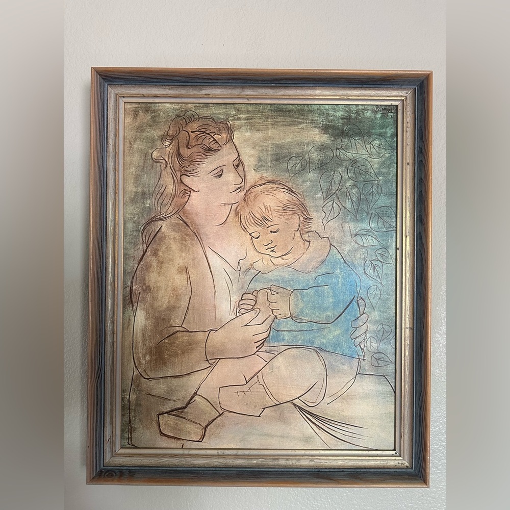 Pablo Picasso Mother and Child framed vintage lithograph